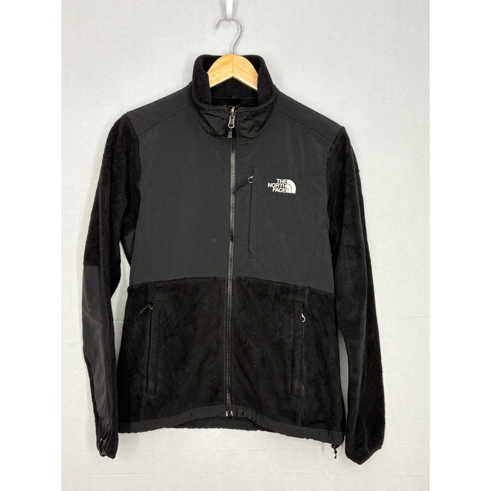 The North Face Full‎ Zip Denali Fleece Jacket Womens Black Logo Zipper Pockets S